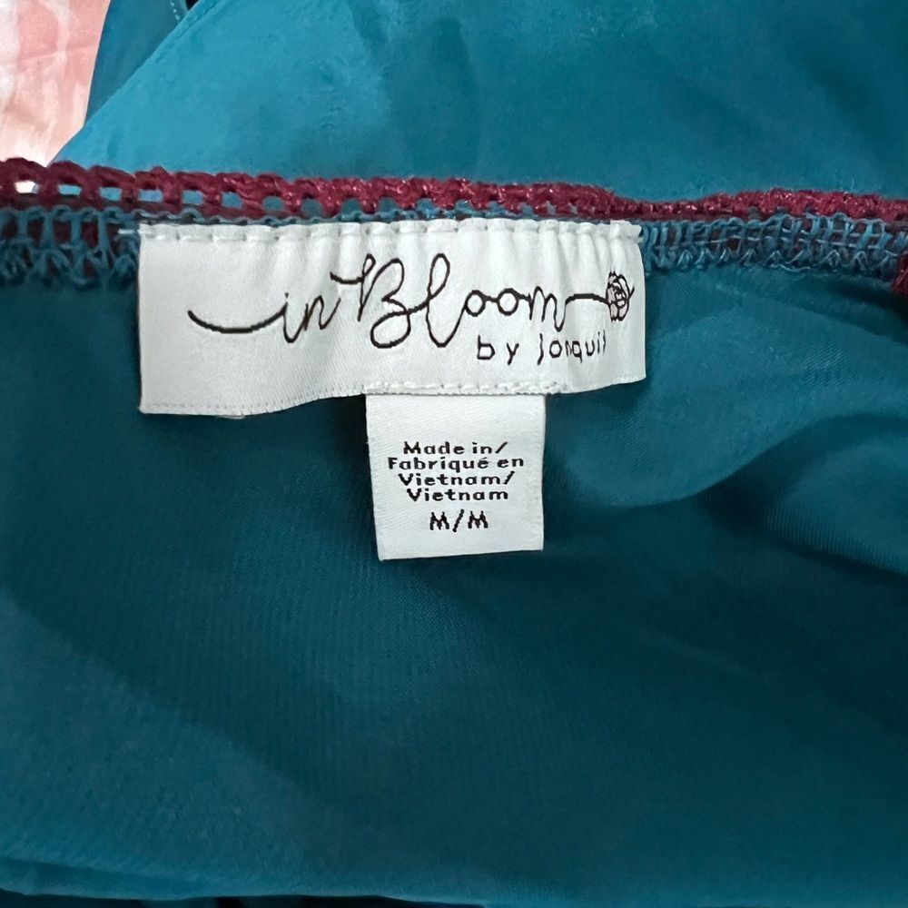 In Bloom by Jonquill Teal 2-Piece Satin/Lace Cami Short Set Size S/M - Picture 4 of 8